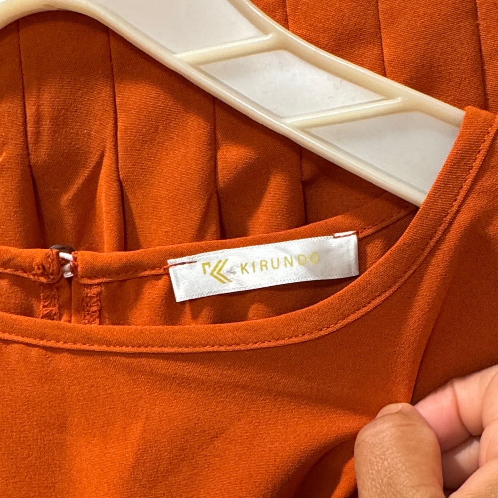 Women's Orange Elastic-Hem Jumpsuit - Picture 6 of 10